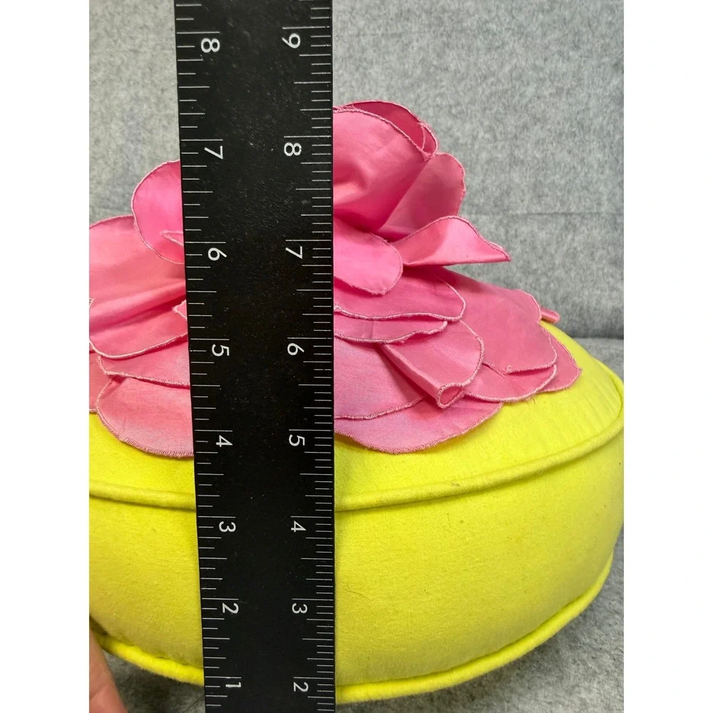 Swell Cynthia Rowley Pink Rose Flower‎ Lime Yellow Round Decorative Throw Pillow